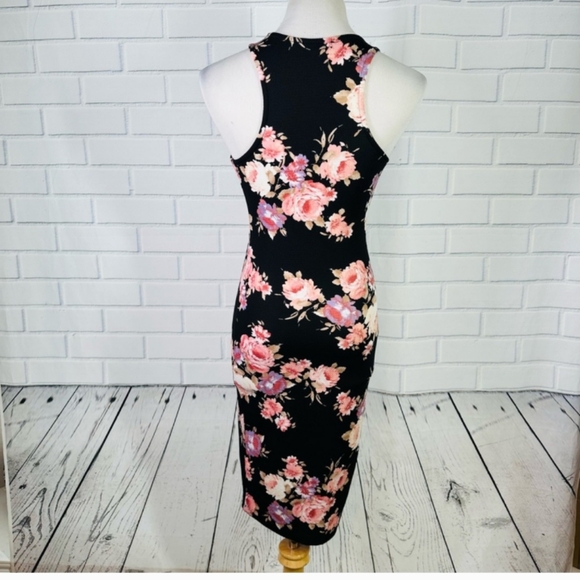 Iris's Sexy Black Floral Racerback Bodycon Dress - Picture 3 of 3